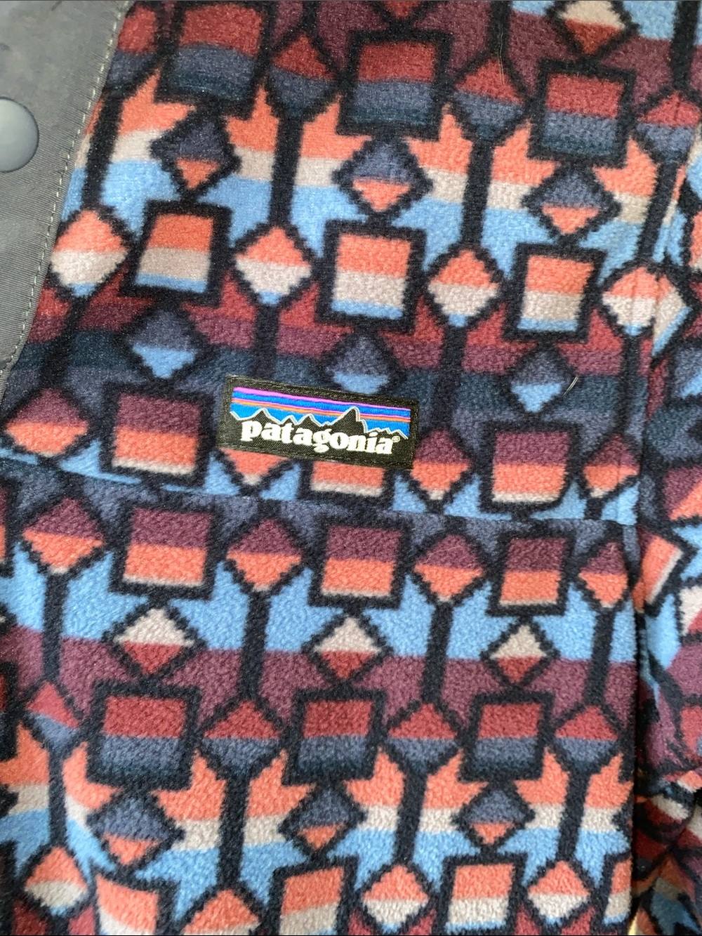 Patagonia Pullover Loose Snap Placket Polyester Fleece Geometric Outdoors Small - Picture 4 of 12